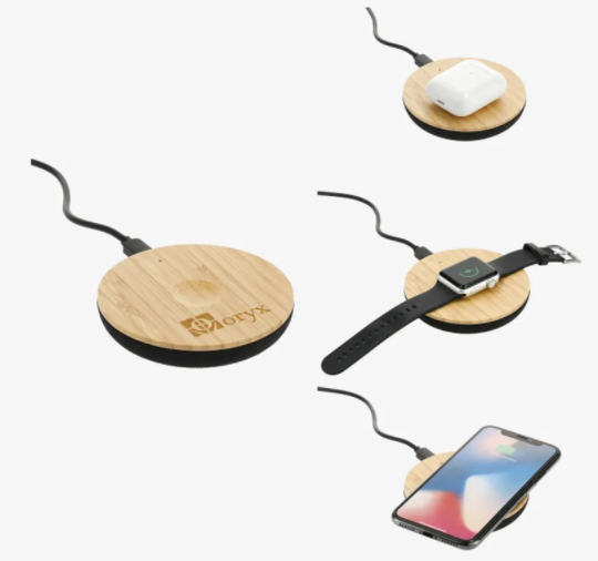 Bamboo Wireless Charging Desk Clock