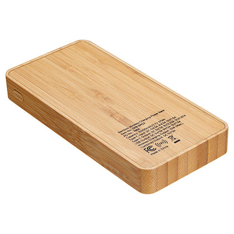 Bamboo 10000mAh Dual Port Power Bank with Wireless Charger