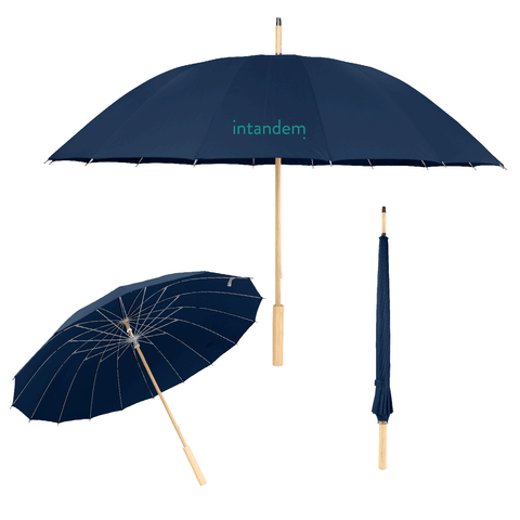 46" ARC UMBRELLA WITH 100% RPET CANOPY & BAMBOO HANDLE