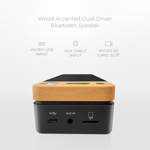 Wood-Accented Dual-Driver Bluetooth Speaker