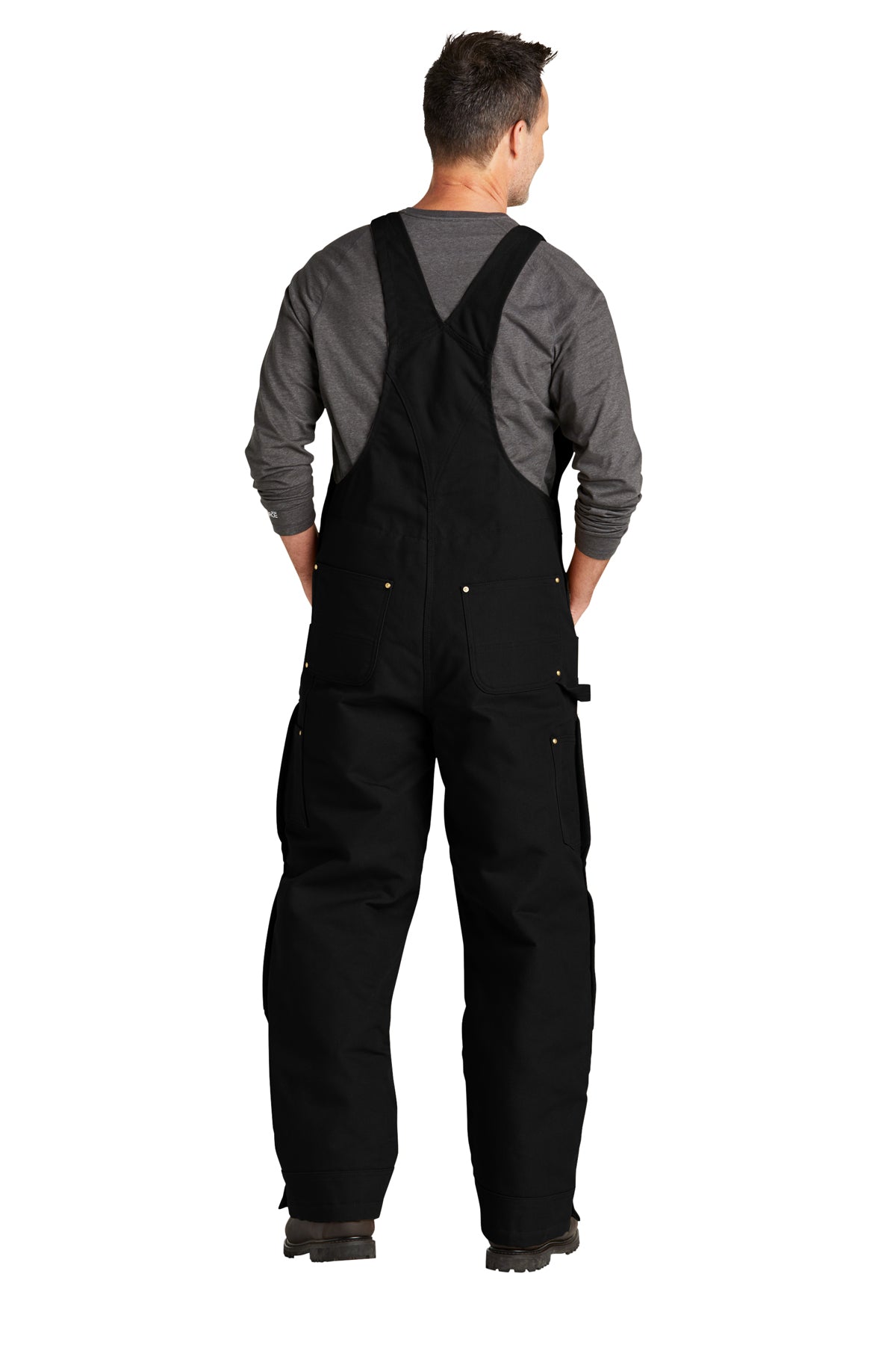 Carhartt Black Insulated Quilt Lined Double Knee Duck Bib fashion Overalls 58X30 RO2