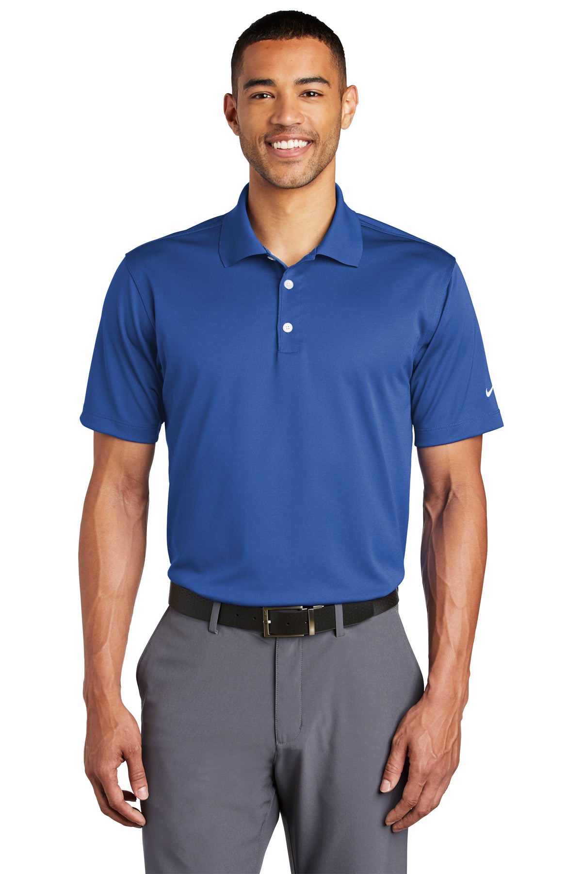 Blue dri fit polo deals