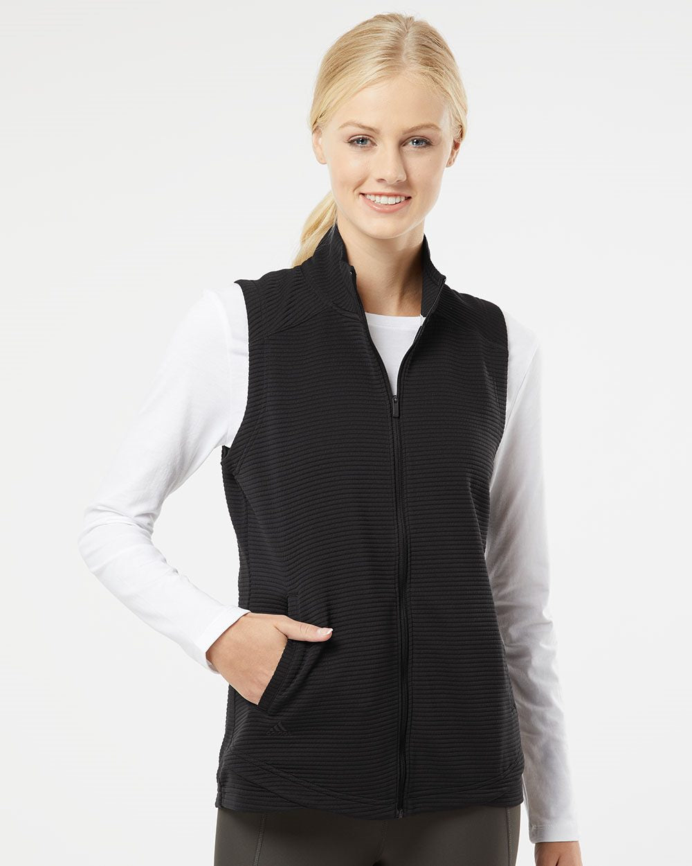 Adidas A417 Women s Textured Full Zip Vest Grey Three M