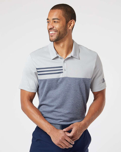 Adidas - Heathered Colorblock 3-Stripes Polo