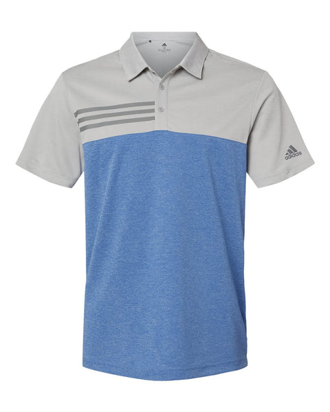 Adidas - Heathered Colorblock 3-Stripes Polo