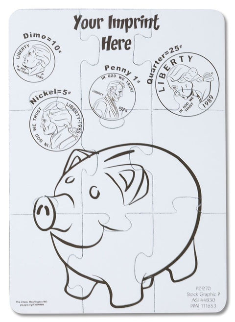Coloring Puzzles - Stock Graphics - Piggy Bank