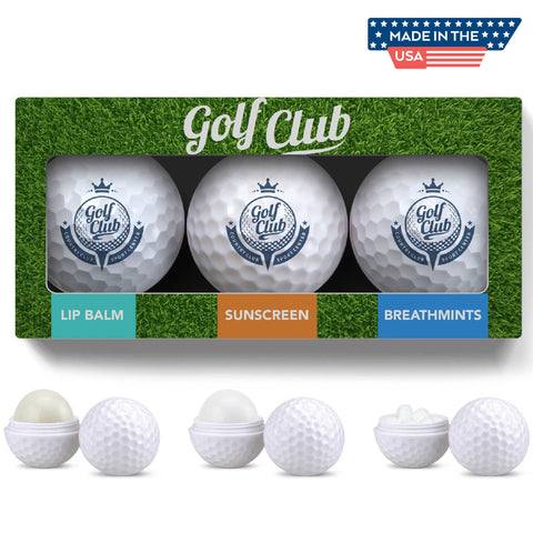 3 Pack Golf Ball Lip Balm, Mints & Sunscreen