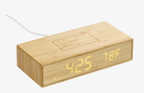 Bamboo Wireless Charging Desk Clock