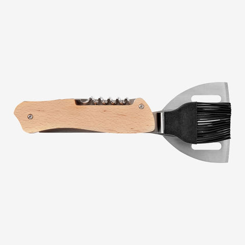 5-in-1 BBQ Tool with Natural Wood Handle