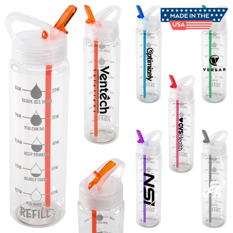 Water Bottle with Flip Up Spout & Hydration Mark - 32 Oz.